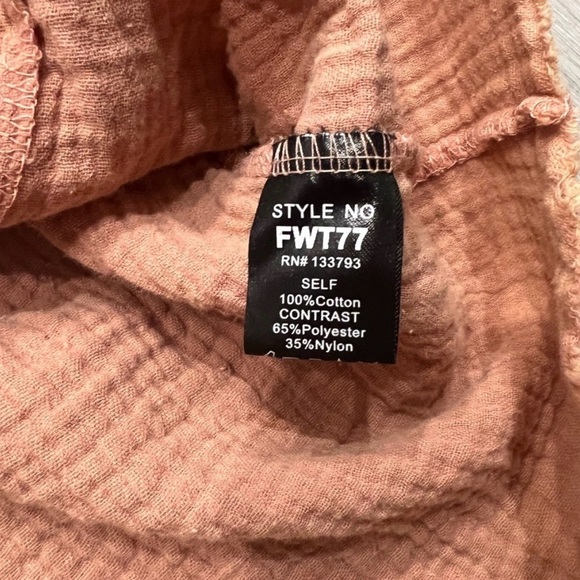 POL Lagenlook Waffle Knit Gauze Oversized Button Down Shacket Top Medium - Picture 8 of 9